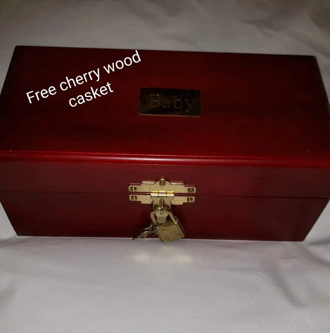 A cherry wood pet casket